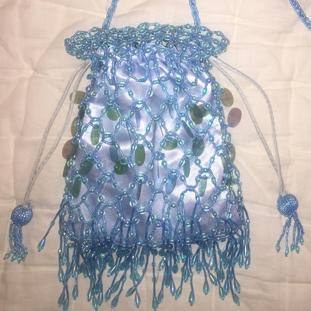 Beautiful beaded vintage style drawstring purse